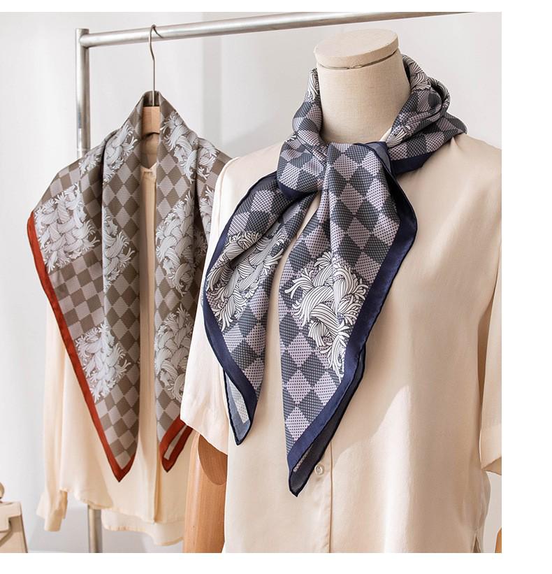 2026 New Women's Silk Scarf: Old Money Style, 86cm Mulberry Silk Crepe Satin, High-Grade Feel, Printed Square Scarf Shawl