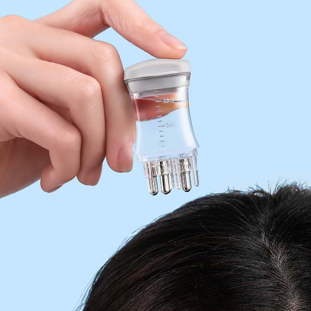 Portable 5-Needle Scalp Roller & Hair Growth Liquid Applicator