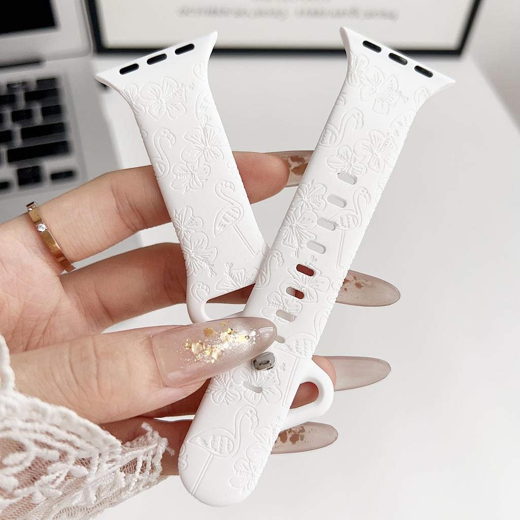 Flamingo-Blumenschnitzsilikon passend für Apple Watch Apple Watch Apple Strap iWatch Sport-Prägearmband