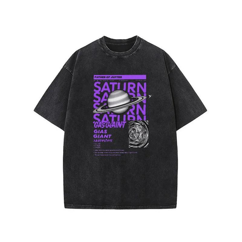

Vintage Washed T-Shirt for Men | Casual Round Neck Short Sleeve Tee with Retro Space Themed Design - Perfect for Everyday Wear 5XL