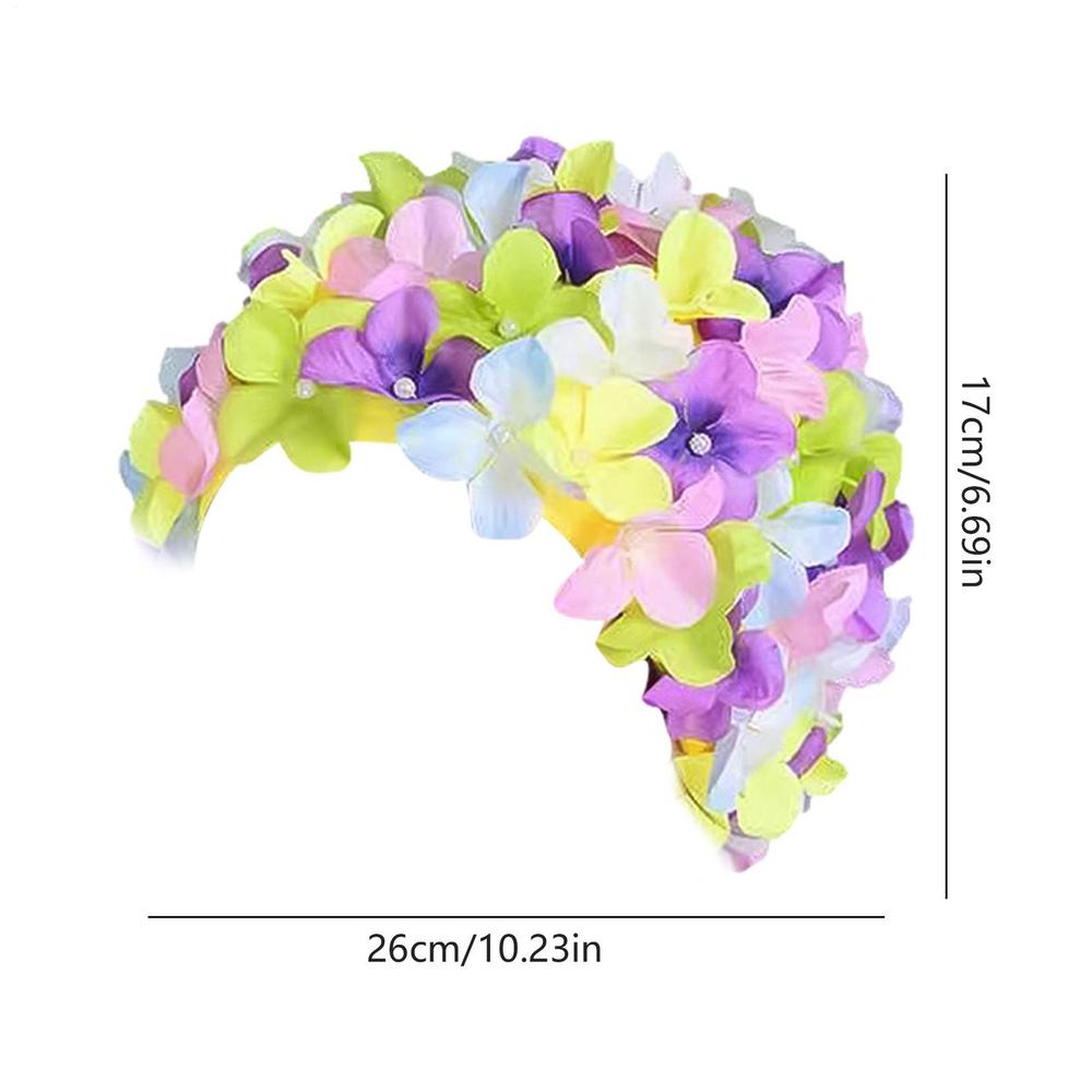 Swim Caps 3D Flower Swim Pool Hat Breathable Water Sports Hat Soft Long Hair Diving Hood Ear Protection Comfortable Pool