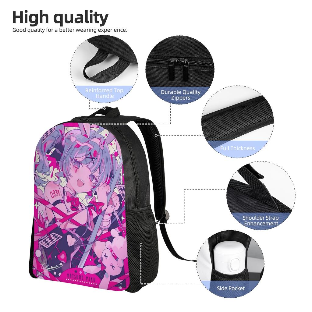 Hatsunes Anime Mikus Travel Backpack Men Women School Computer Bookbag Virtual Singer College Student Daypack Bags