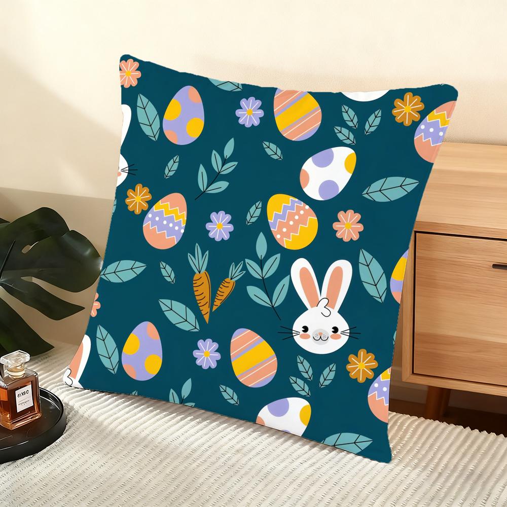 Easter Pattern Cushion Cover Soft Short Plush Pillow Cover Smooth Cozy Texture Aesthetic Cushion Case Home Decor