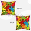 Autism Awareness Month Puzzle Piece Soft Velvet Throw Pillow Case 18x18 Inch Colorful Pillow Cover for Sofa Couch Bed Home Decor