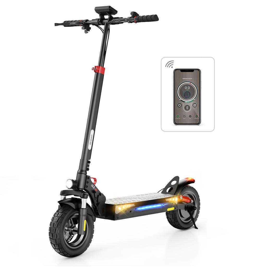 Patinete eléctrico todoterreno iscooter iX3 de 10 pulgadas: motor de 800 W, autonomía de 30 a 40 km, doble absorción de impactos, compatible con la aplicación Minirobot(SIN ABE)
