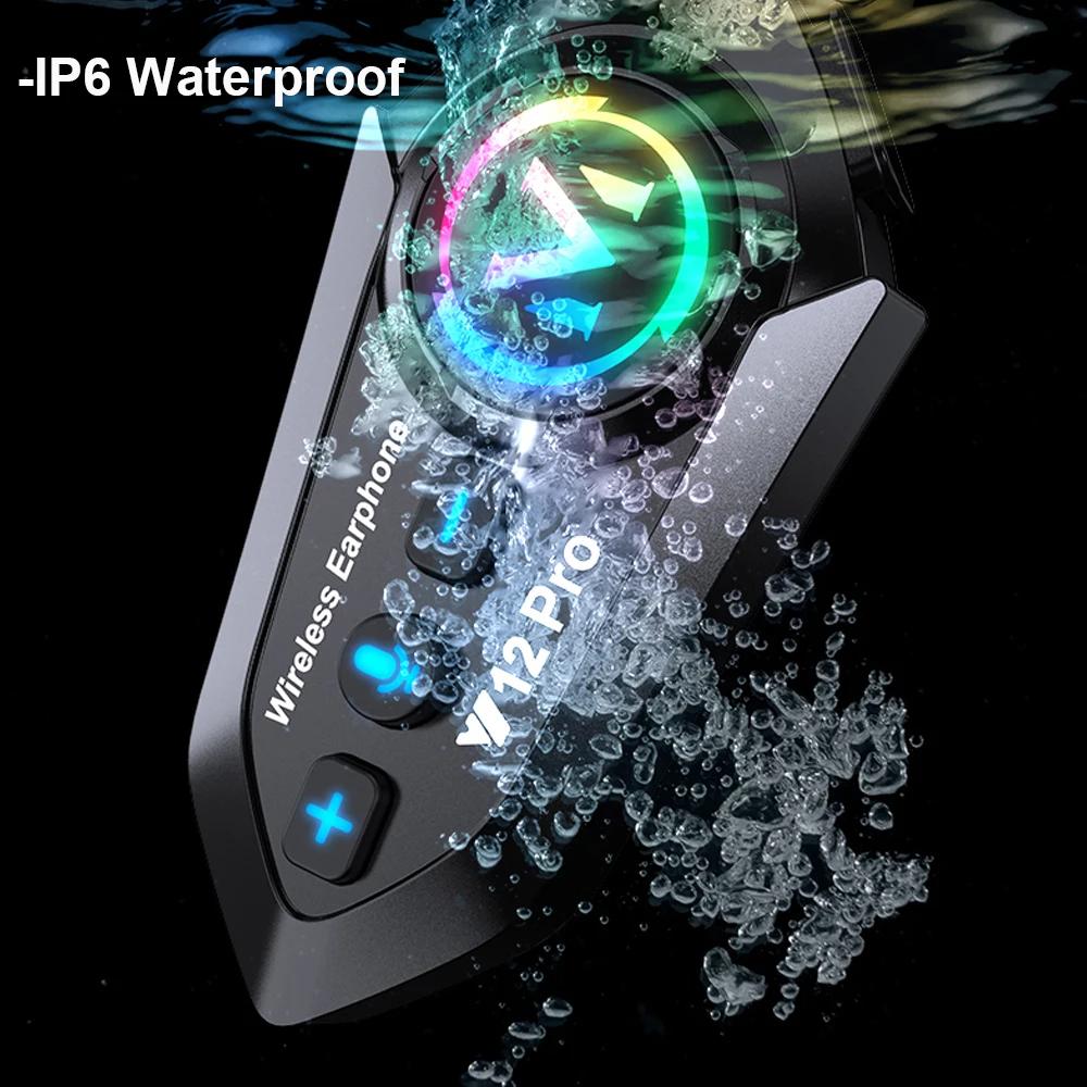 500M Full Duplex Motorcycle Helmet Intercom Headset Dual Core Bluetooth V5.4 Voice Assistant 1000mah Music Sharing Waterproof