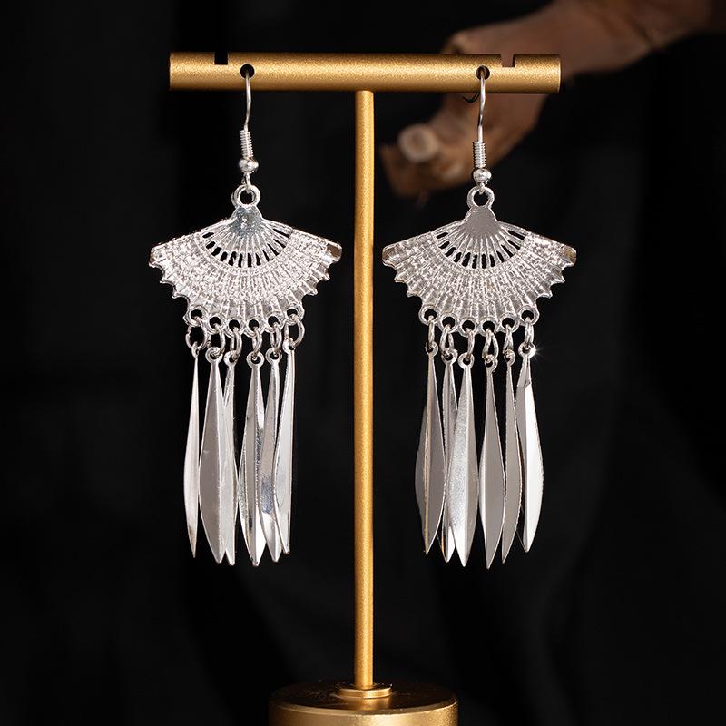 Trendy Miao Ethnic Silver Tassel Earrings – Elegant and Personalized