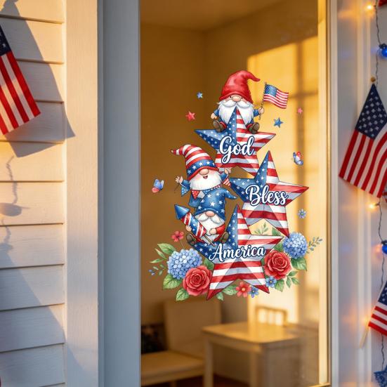 Yousheng Patriotic Window Cling American Flag Star Eagle Window Decals PVC Static Stickers for Independence Day Memorial Day 4th of July Home Office