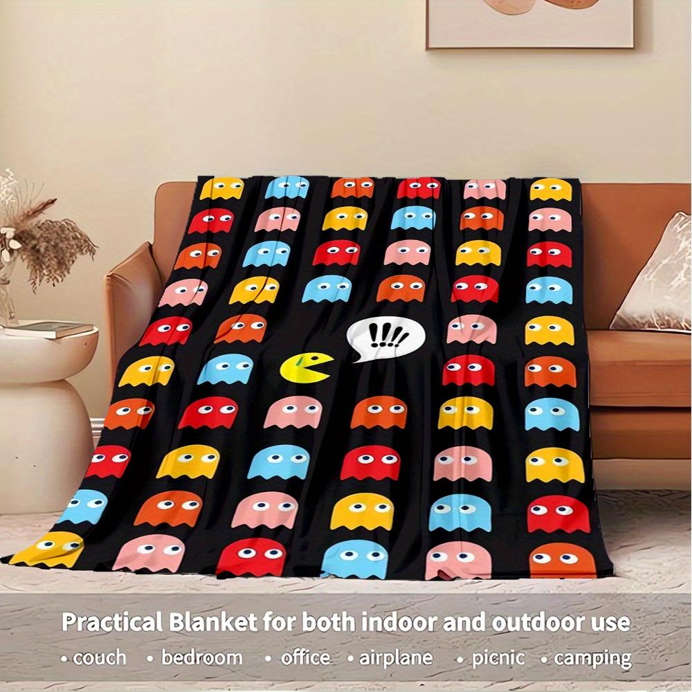 1pc Pac-Man,Ghosts,Classic GameDigital Print Fleece Blanket - Contemporary Style, Suitable for All Seasons, Perfect for Home, Travel, or Cam
