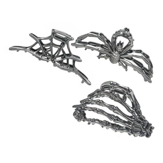 

3 шт. Хэллоуинские заколки для волос Паутина Рука скелета Череп Большие крабы для волос Легкие аксессуары для волос на Хэллоуин A