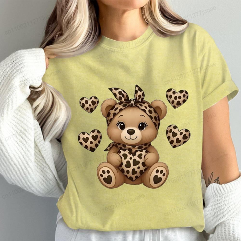 

Leopard Bear Anime Cute Women T Shirt Fashion Casual Graphic T-Shirts Short Sleeve Tee Tops Summer Fashion Female T-Shirt Mujer XL