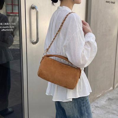 Elegant Suede Top Handle Handbag Fashion Chain Strap Crossbody Bag for Women