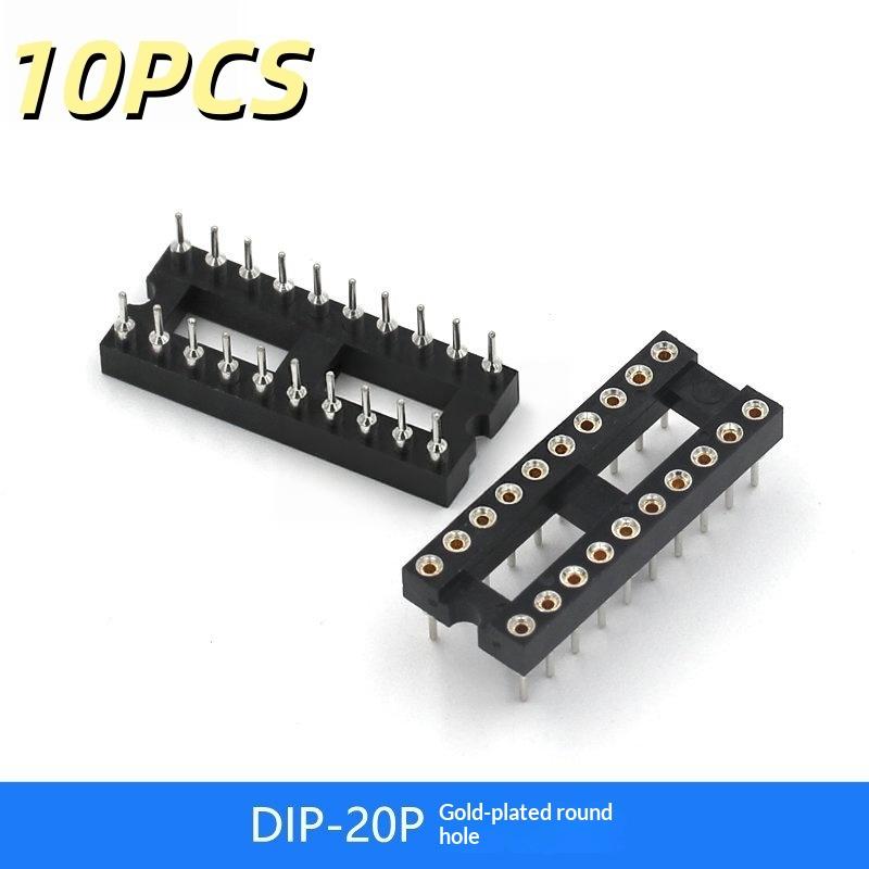 10Pcs Dip6 Dip8 Dip14 Dip16 Dip18 Dip20 Dip28 Dip40 Pins Round Hole Ic Socket Connector Dip 6 8 14 16 18 20 24 28 40 Pin Sockets