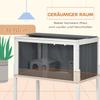 Wooden Hamster Cage for Dwarf Hamsters, Gerbils, Rutin Chicken, with Shelf, Two Huts - Grey