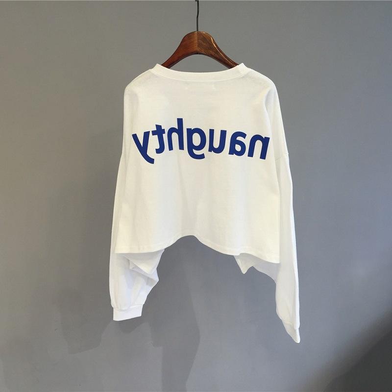 Cotton Spring and Autumn Thin Short Crew Neck Sweater Women s Korean Version Autumn New Internet Celebrity T-shirt Women s Autumn Clothes Women s M белый
