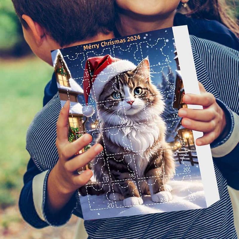 2D Flat Ornament christmas Advent Calendar 2025 Cats Countdown Calendar 2025 kitten Decoration Cartoon Festival party Supplies