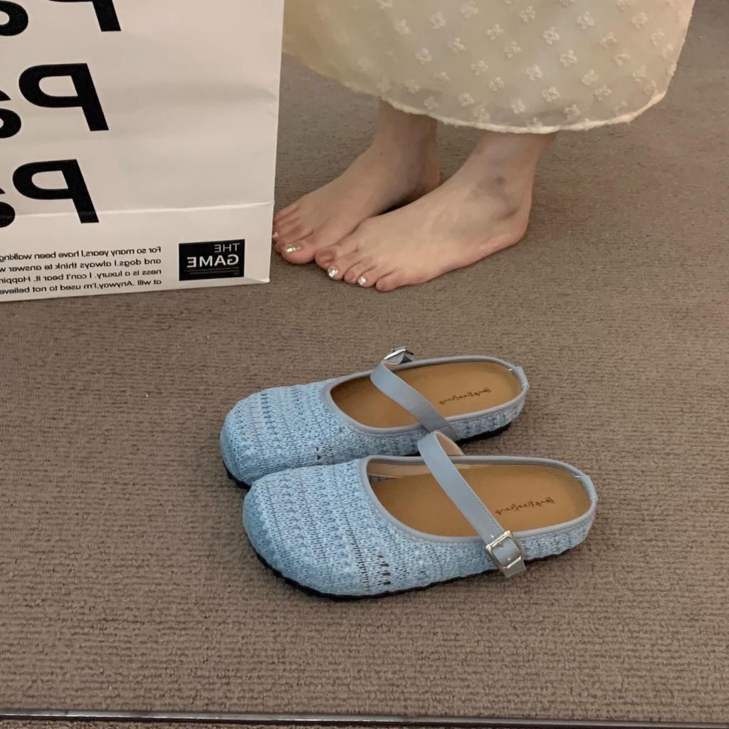 Weaving Gentle Evening Breeze Platform Bohemian Boken Shoes Women's Outer Wear Spring and Summer Vacation Mary Jane Semi-Tow Shoes