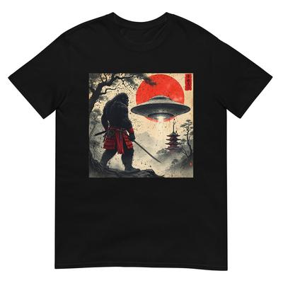 Samurai Bigfoot Japanisches UFO Vintage Grafik Ukiyo-e Kunst T-Shirt