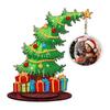 Photo Christmas Tree DIY 2D Flat Wooden Diamond Painting Desktop Decorations Diamond Art Tabletop Painting Kit for Desktop Decor