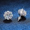 Sterling Floral Stud Earrings With 1 Carat Moissanite Screw Back Design Women