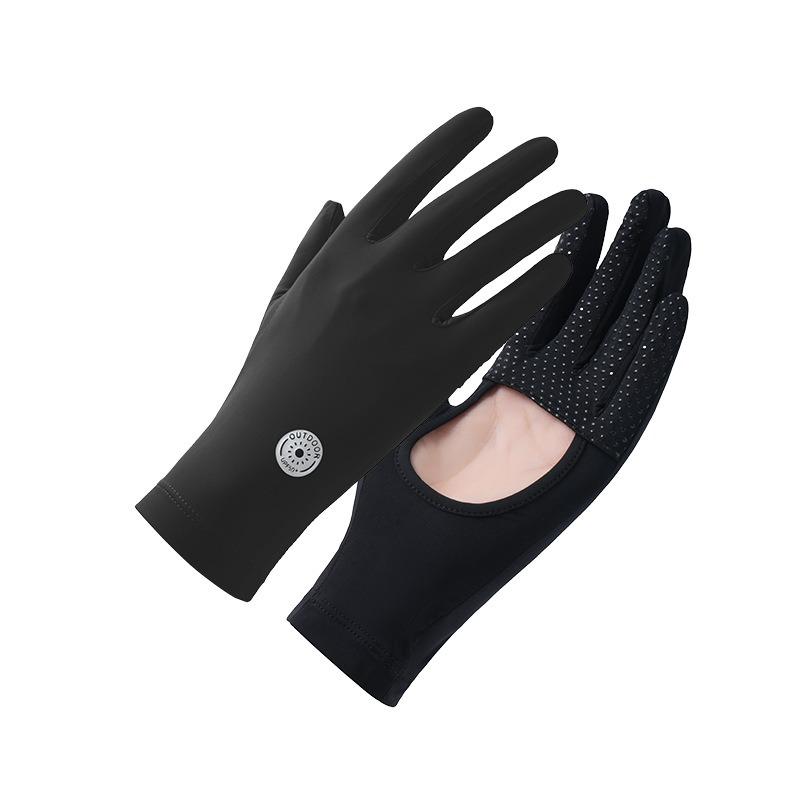 Ice Silk Gloves Women's Summer Short Light and Thin Outdoor Windproof and Non-slip Opening Breathable Driving Cycling Sunscreen Gloves