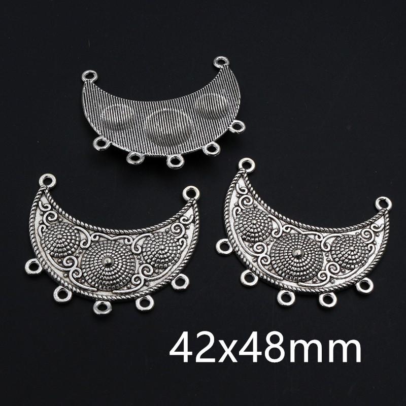 10pcs Antique Silver Plated Vintage Boho Style Connector Charms Pendant DIY Jewelry Making Accessories for Bracelet Necklace