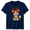 Corgi Reindeer Christmas Lights Holidays Unisexs Unisexs Graphic Tee Shirt