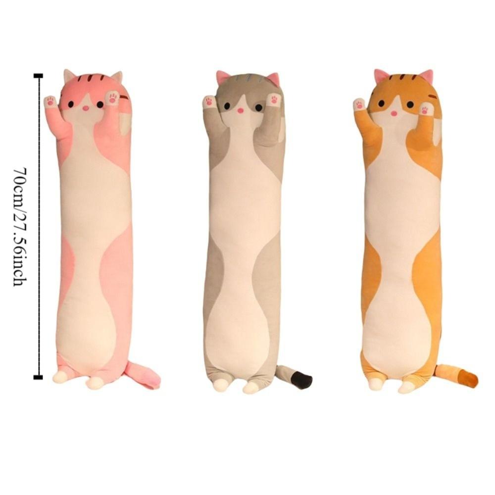 Ultra Soft Long Cat Plush Doll Huggable Side Sleeping Body Pillow Funny Long Throw Pillow  Gift