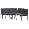 VidaXL Garden Sofa Set and Cushions Black Steel Textilene, Outdoor Furniture Set, Set of 3283741