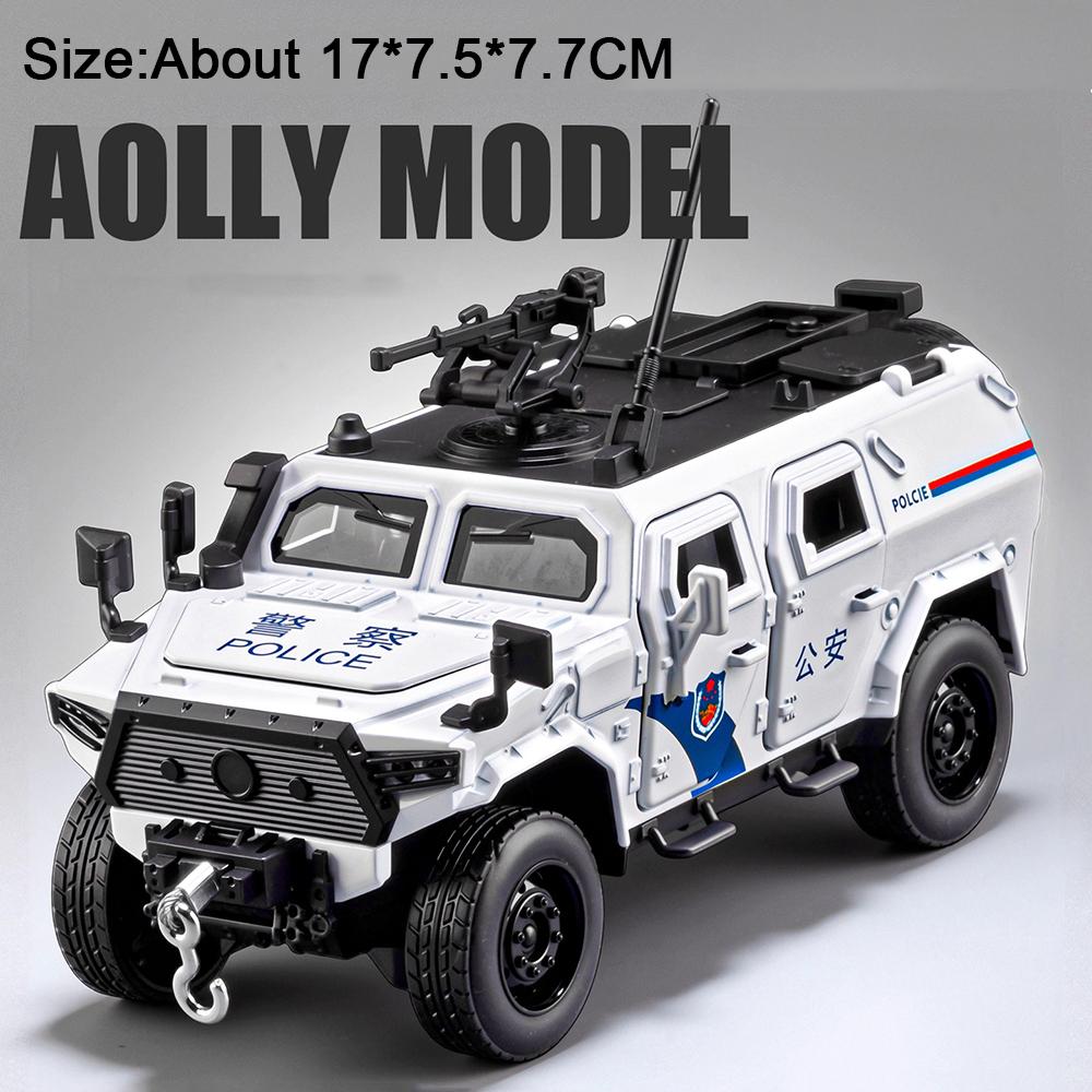 1:32 Dongfeng Mengshi Sword Toothed Tiger Armored Car Model Toy Sound Light Off-road Police Cars Models Holiday Presents