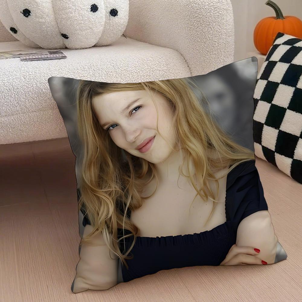 LLea Seydoux Cushion Cover Throw Pillow Cover Hidden Button Durable Polyester Chair Cushion