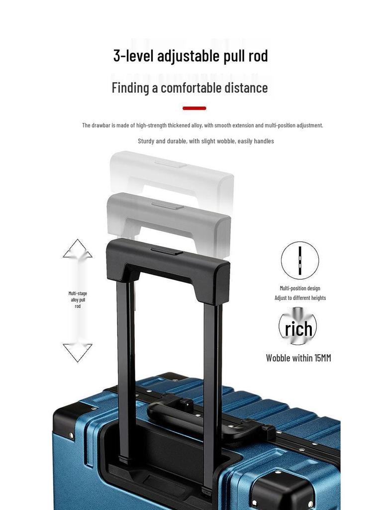 Aluminum Frame Leather Suitcase 20"/28" with Universal Wheels for Men, Women, Students