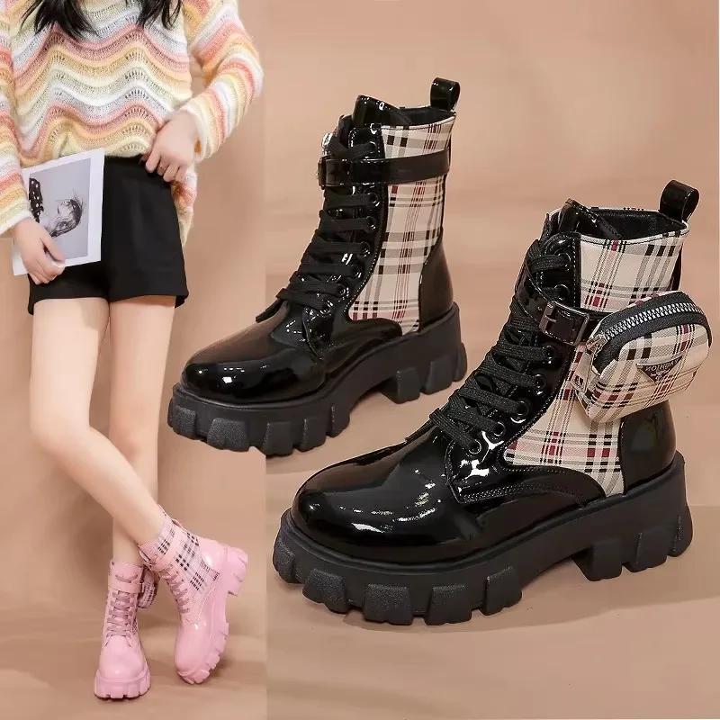 Fashion Women Platform High Top Fashion Boots Side Zipper Lace-up Versatile Warm Women Boots New In Women's Boots Mujer