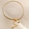 Camellia Pearl Necklace Fashion Light Luxury Rice Grain Freshwater Pearl Niche Sweater Chain Pull Adjustable Clavicle Chain