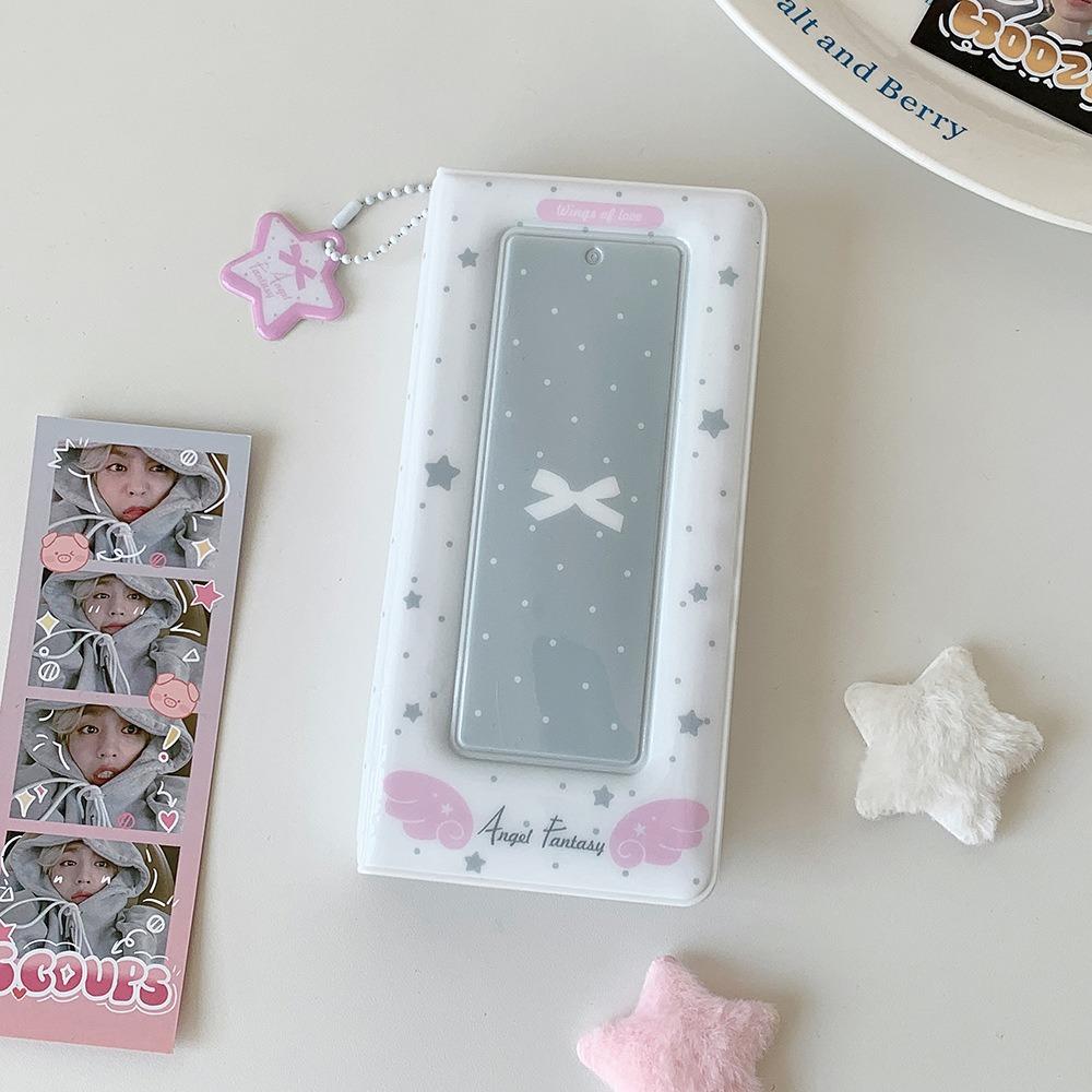 

INS PVC Four-grid Life Photo Album Star Wings Printed Waterproof Idol Card Collection Book 40 Pockets Bill Storage Booklet білий
