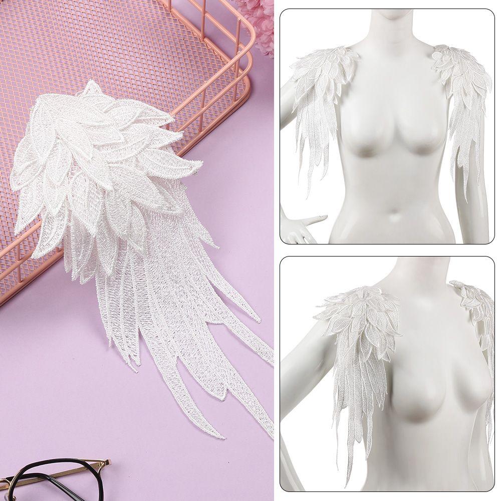 

Украшение DIY ремесла вечернее платье нашивка на воротник белая вышивка шитье цветок ангельское крыло аппликация