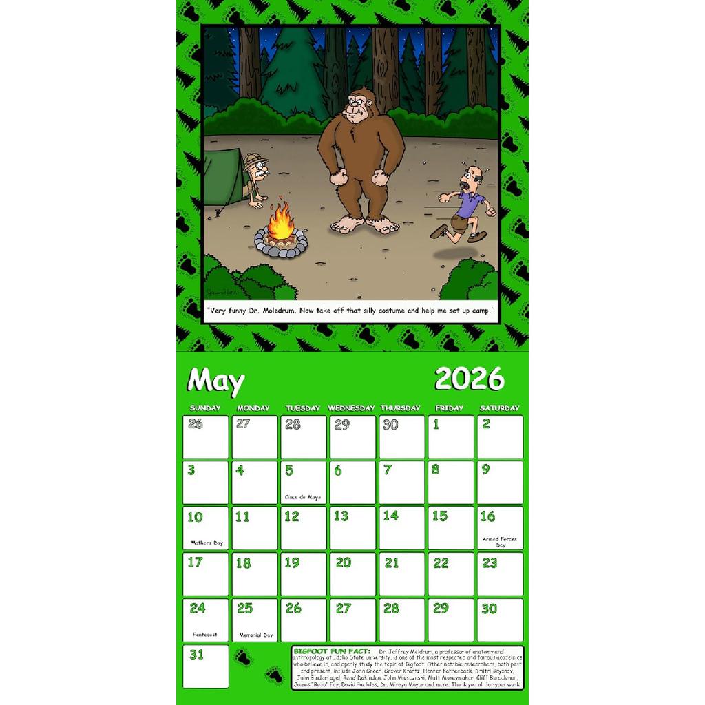 2026 Bigfoot Calendar - Bigfoot XING, Sasquatch, Yeti 12 Month Wall Calendar