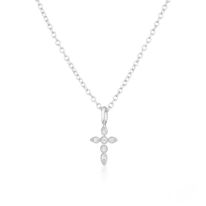 Neue Kreuzkette, einfaches Nischen-Design, mit Diamanten besetzte Schlüsselbein-Kette