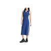 Adidas Originals Striped High Waist Polo Long Comfort Sleeveless Dress Women Dress Blue IR6126
