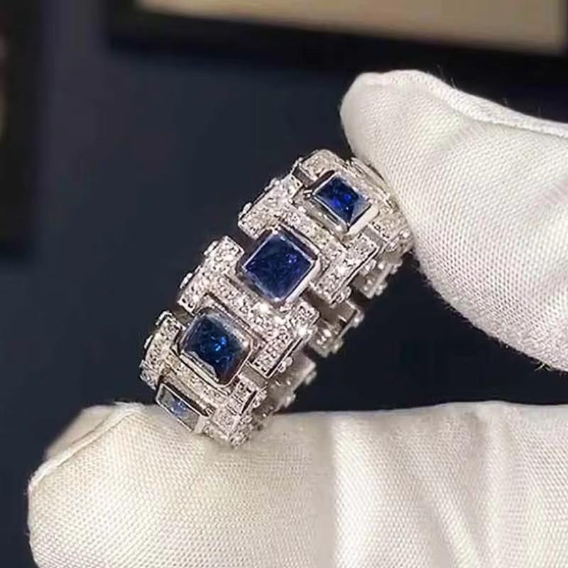 

Huitan New Trendy Rings with Blue Cubic Zirconia Honorable Melting Accessories Stylish Delicate Finger Zircon for Wedding Gifts 6