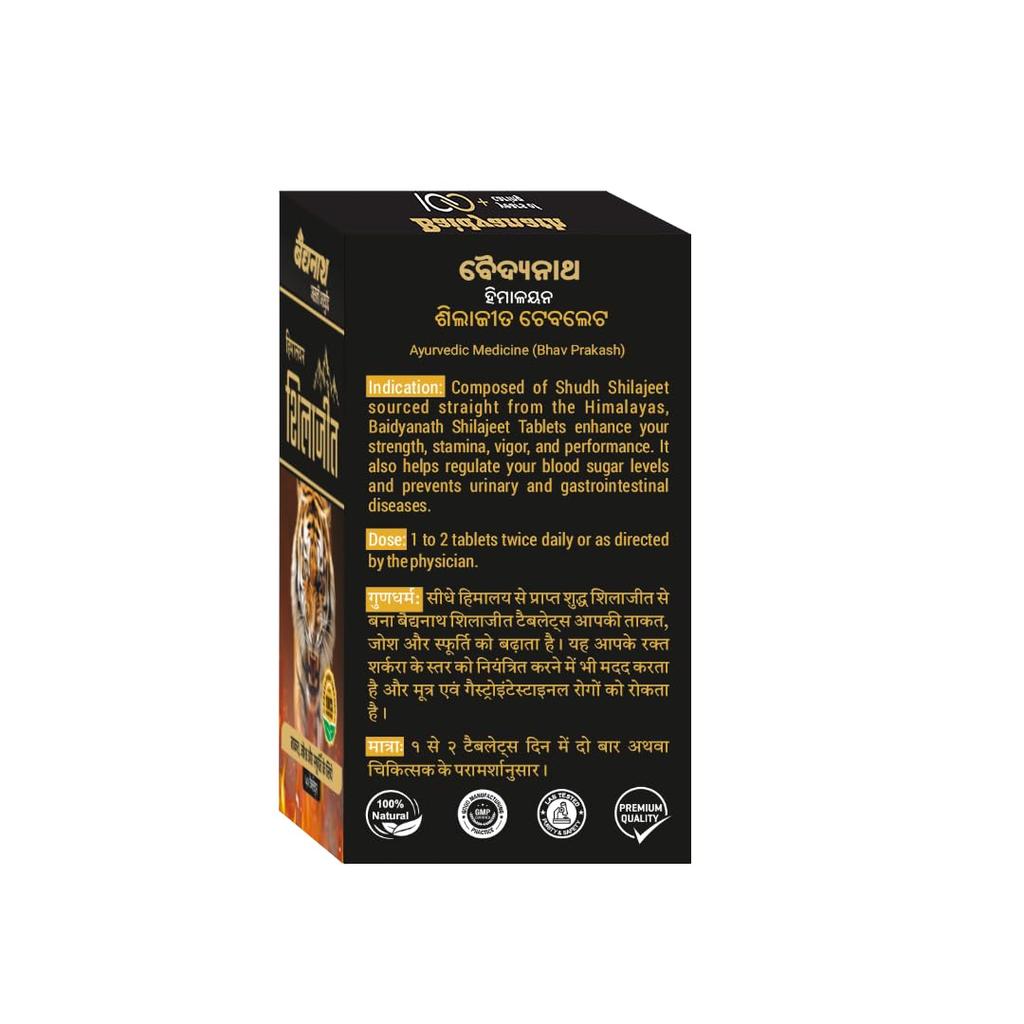 Baidyanath Shilajeet 50 Tabletten für Stärke Ausdauer Energie Vitalität Unterstützung Tägliches Wohlbefinden
