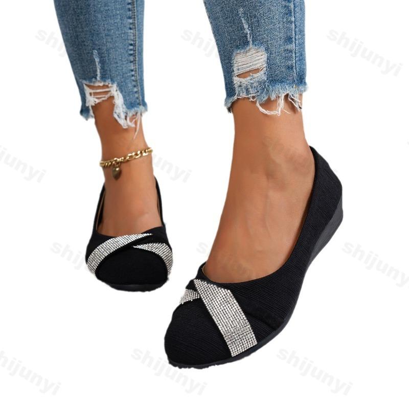Fashion Casual Shoes Women's Rhinestone Flat Shoes 2025 Autumn Flat Shoes Ladies Comfort Light Sneaker Women Slip on Zapatillas Mujer