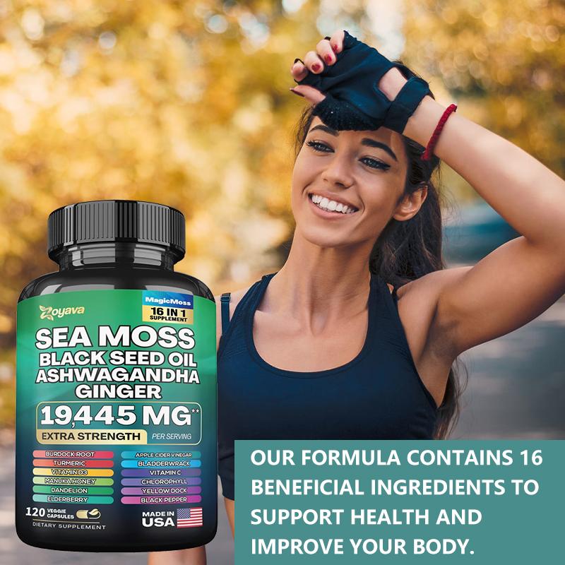Seaweed Black Seed Oil, Turmeric Yellow Seaweed Supplement 120 Capsules