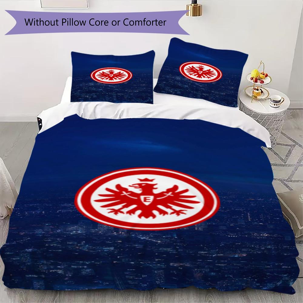 Pościel z wzorem Eintracht Frankfurt Zestaw kołdry Poszewka na kołdrę Poszewka na poduszkę Dekoracja domu Prezent urodzinowy (1 * poszwa na kołdrę + 2 * poszewki na poduszki bez rdzenia)
