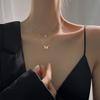 1 Double Layer Butterfly Necklace Alloy Pendant Collarbone Chain Perfect Gift for Girlfriend, Women's Unique Lightweight Versatile Fashion Design Suit