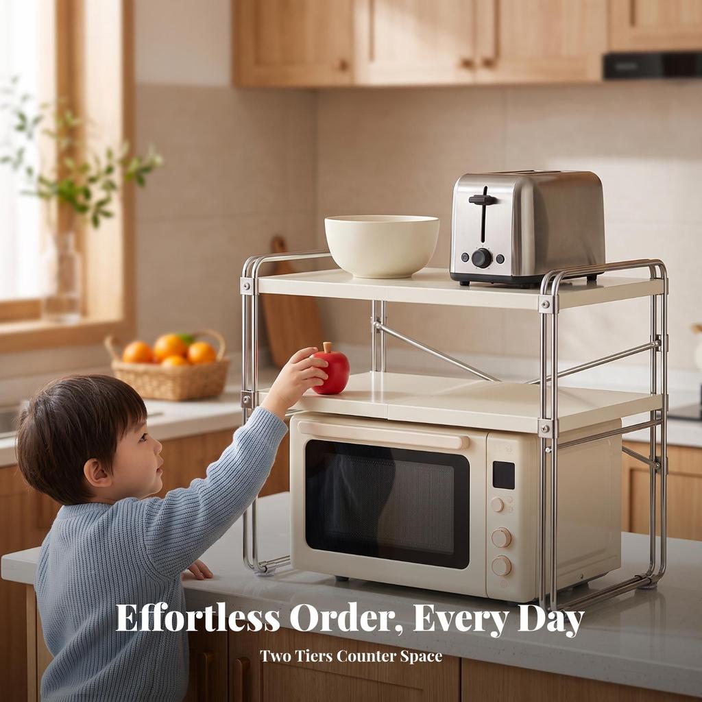 Countertop Microwave Rack with Metal Frame Long-Lasting Kitchen Appliance