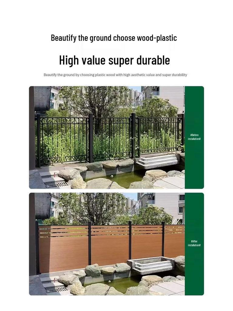WPC Outdoor Fence: Sunscreen, Waterproof, Anti-Corrosion Wood for Garden and Courtyard Installation