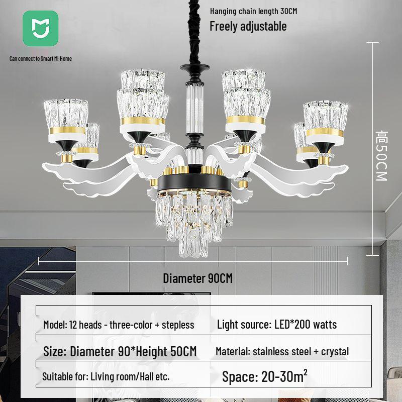 Luxury Modern Crystal Chandelier for Living Room - Elegant Luminous Fixture