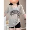 Large Size Korean Casual Style Printed Short-sleeved Blouse Women's Summer Lazy Style T-shirt Fat MM Loose Meat-covering Top