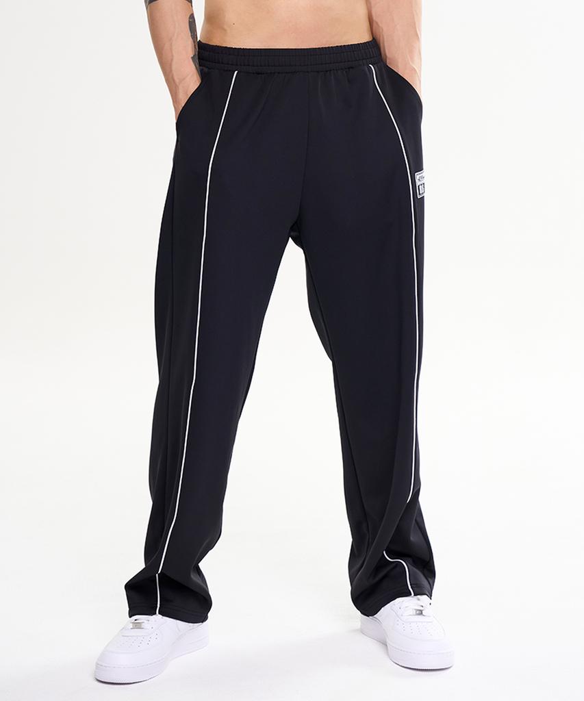 Leijibi [Summer] Giant Fit Line Track Pants Wide Gymwear Training Workout Wear Elastic Waist Pants M (2 Colors)